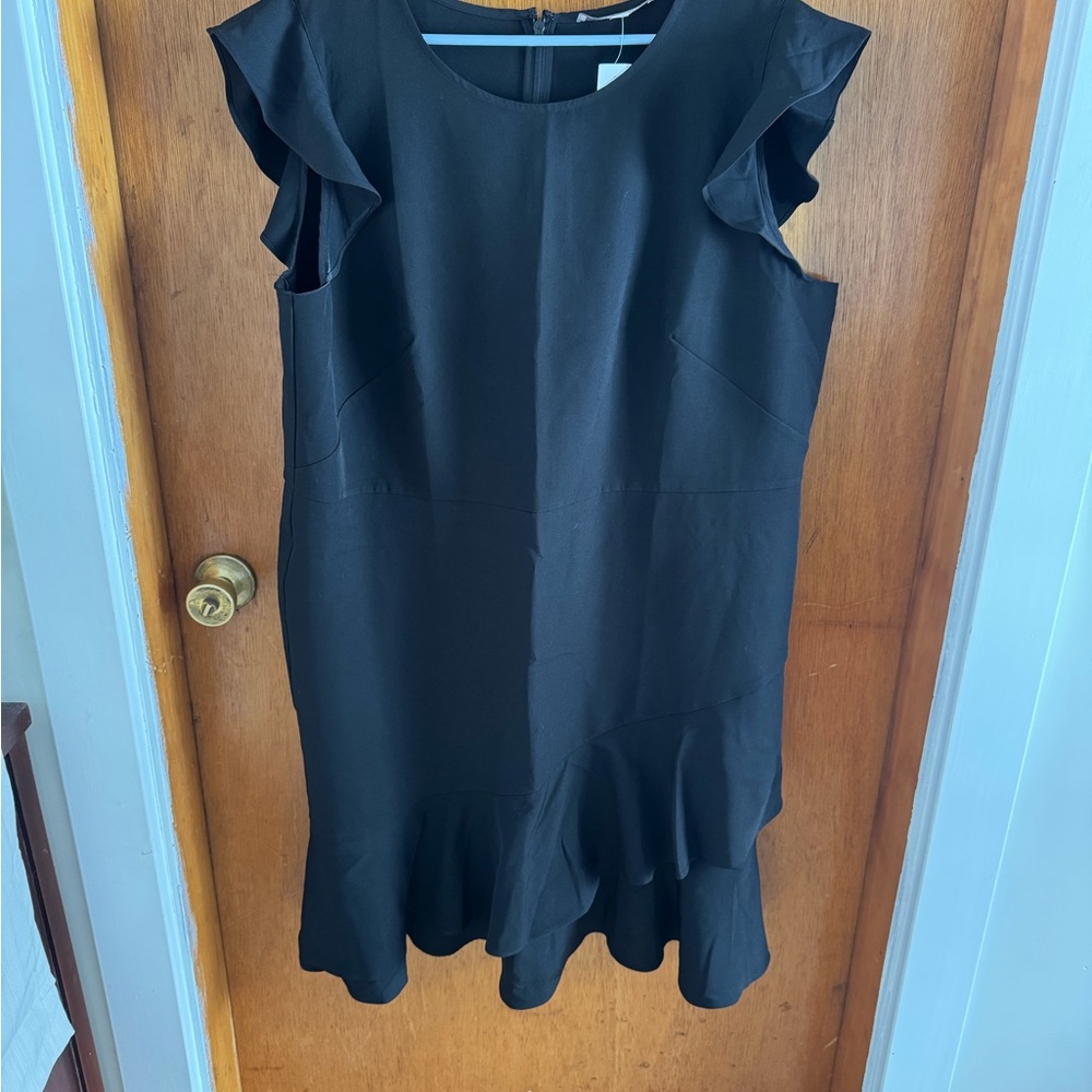 LOFT Black Ruffle Mini Dress